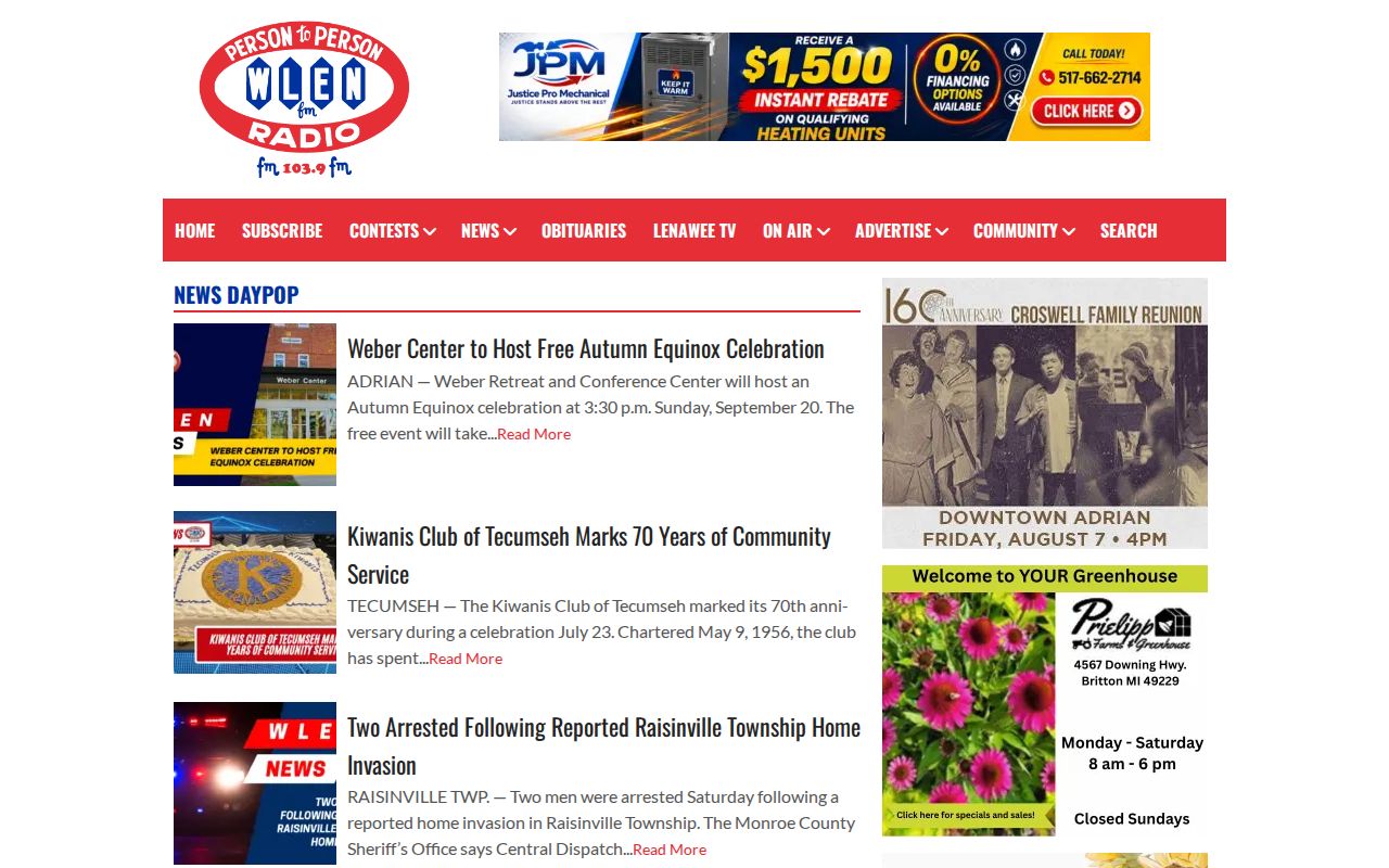 Lenawee County arrest news source listing