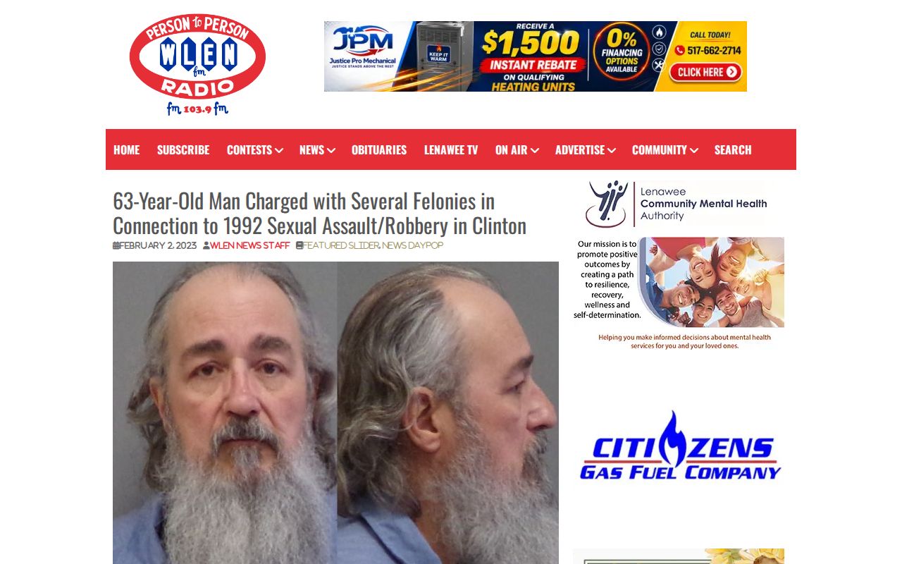 Lenawee County booking photo news source attribution