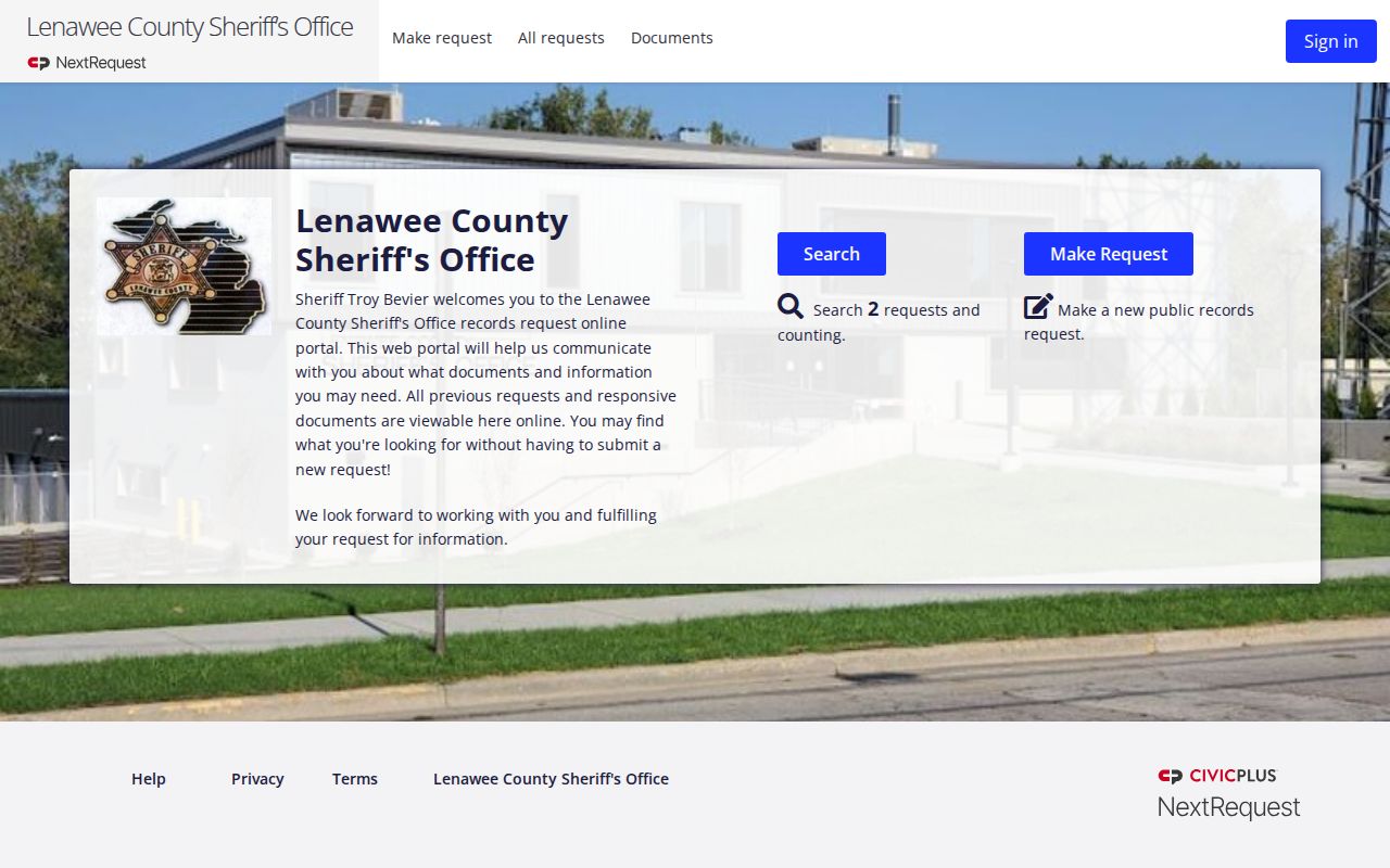Lenawee County Sheriff booking record FOIA portal